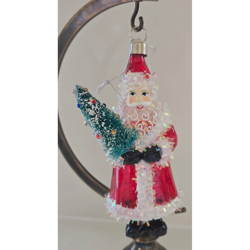 New Kurt Adler Vintage Style Glass Santa Claus Christmas Ornament